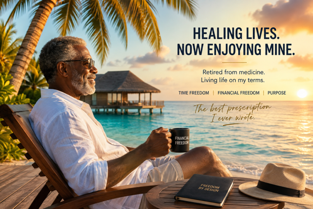 Retired physician relaxing beachside, representing the freedom and purpose that comes from a coordinated retirement plan.